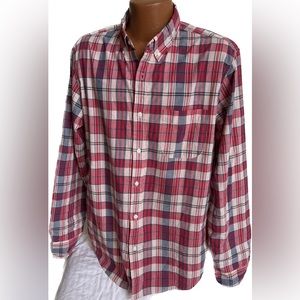 J crew Indian Madras mens button down shirt L super nice!